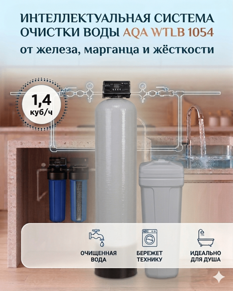 Система 1054 WTLB для обезжелезивания и умягчения воды из скважины