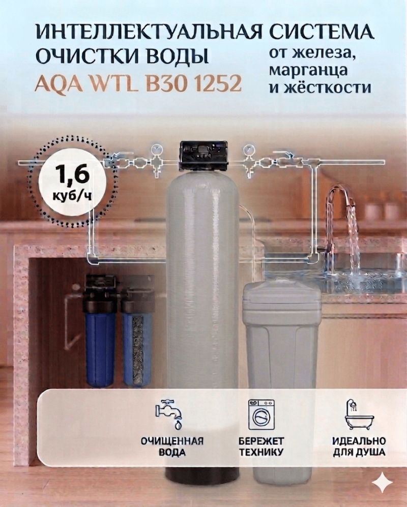 WTLB30 1252 Система для удаления большого содержания железа и жесткости воды из скважины.